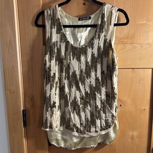 Kas New York Chic Sequin Tank Top in Cream and Brown size medium